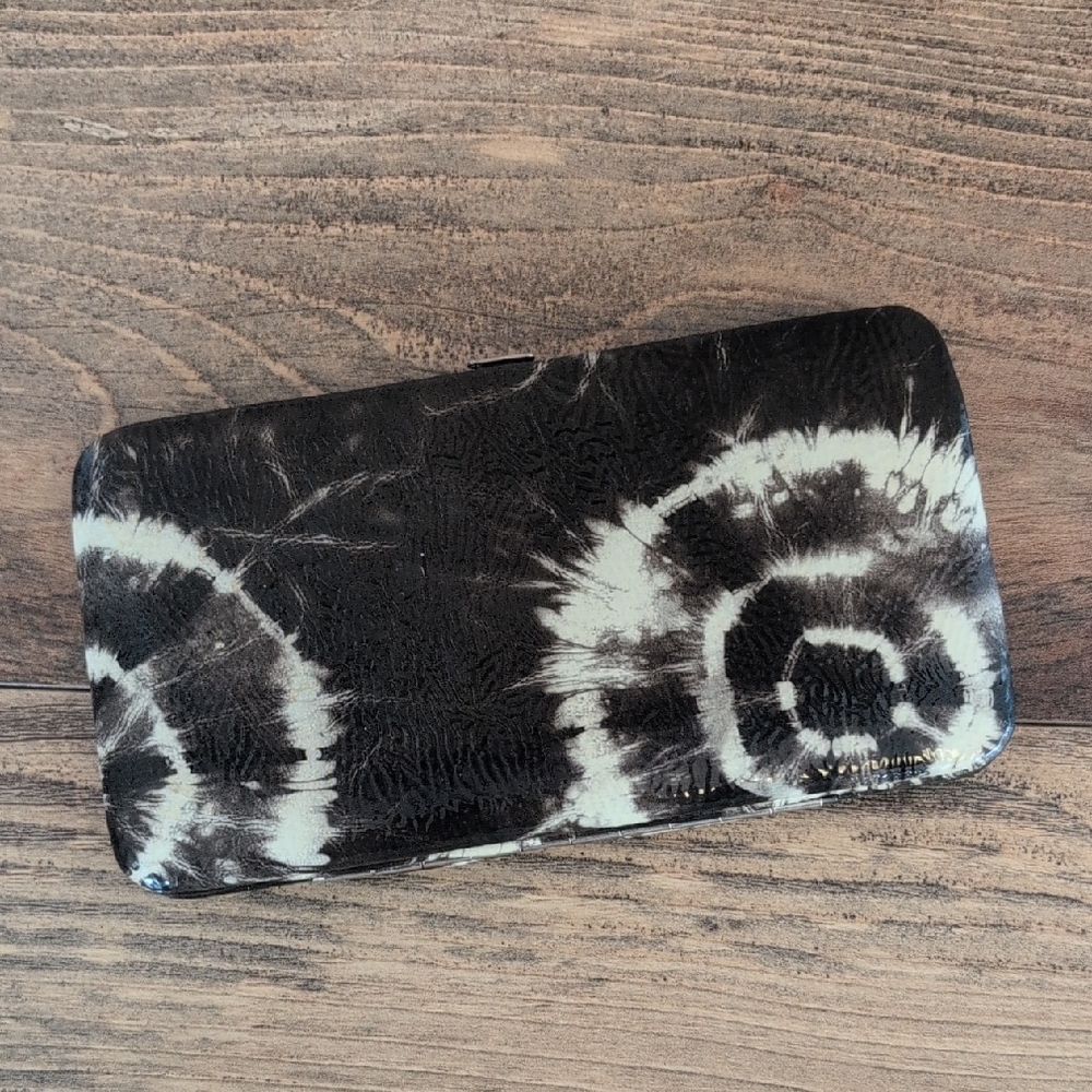 Black and White Tie-Dye Women's Clutch Snap Wallet             -c158